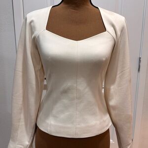 Ivory Structured Blouse with Queen Ann neckline Club Monaco.
